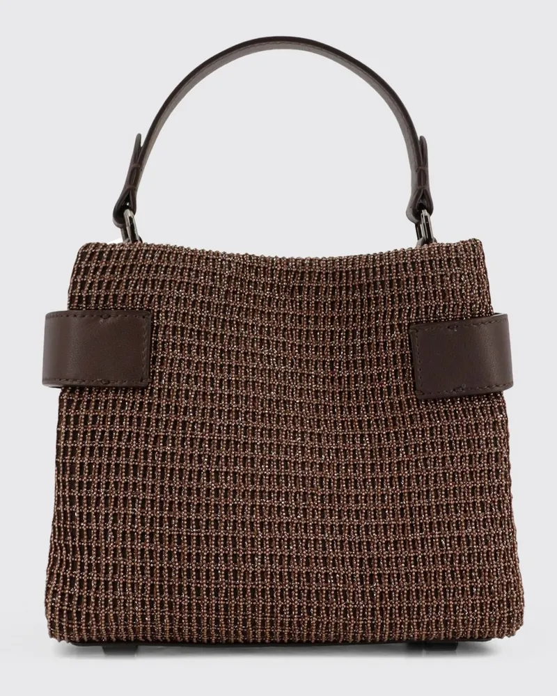 Brunello Cucinelli Mini-Handtasche Essence von aus Leder mit Stickerei Dark