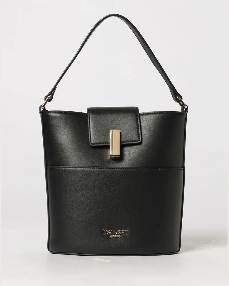 Twin-Set Beuteltasche aus Kunstleder Schwarz