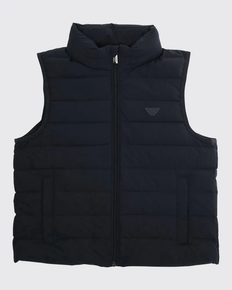 Emporio Armani Gepolsterte wasserdichte Nylon-Weste mit Stehkragen für Jungen Blau