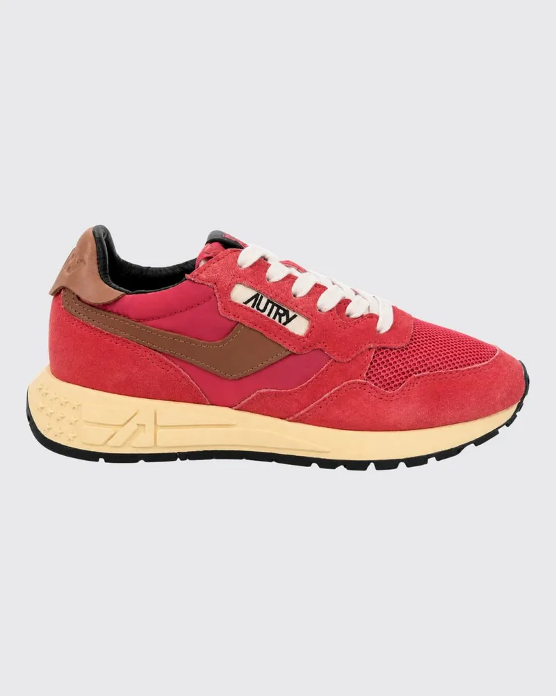 AUTRY Reelwind Low-Top-Sneaker aus Veloursleder mit Animal-Print und gepolstertem Knöchel Pink
