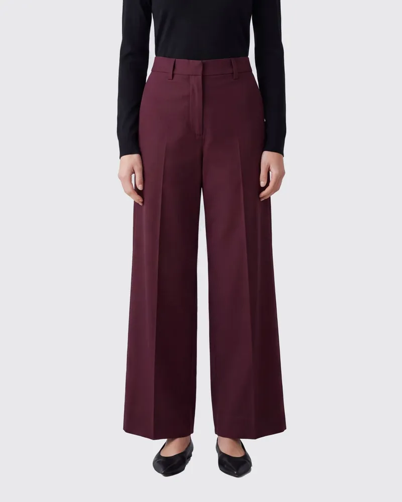 Max Mara Palazzo-Hose von aus Baumwolle mit hoher Taille und weitem Bein Ruby