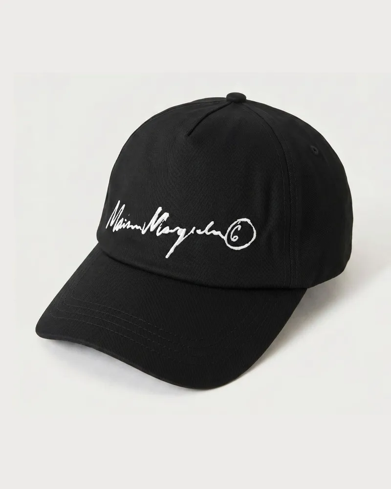 Maison Margiela Baseballkappe aus Baumwolle mit gedrucktem Logo Schwarz