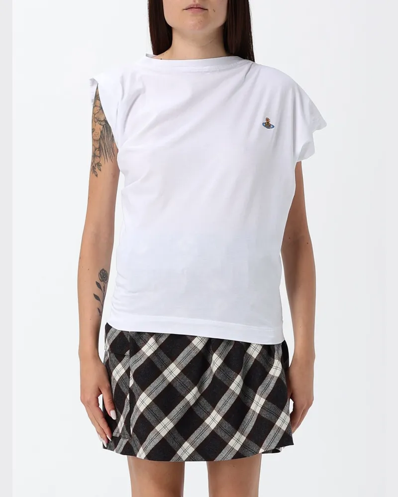 Vivienne Westwood Hebo One-Shoulder-Top aus Baumwolle mit gesticktem Orb-Logo Weiß