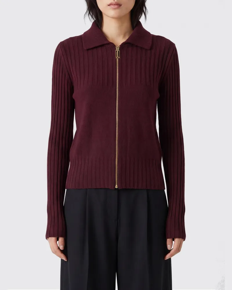 Victoria Beckham Gerippter Cardigan von aus Wolle und Kaschmir mit Reißverschluss Violett