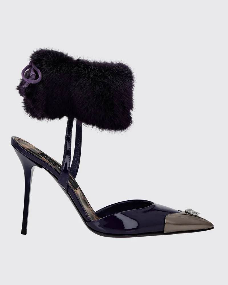 Philipp Plein Lackleder-Slingback-Pumps mit Skull und Stiletto-Absatz Lachs