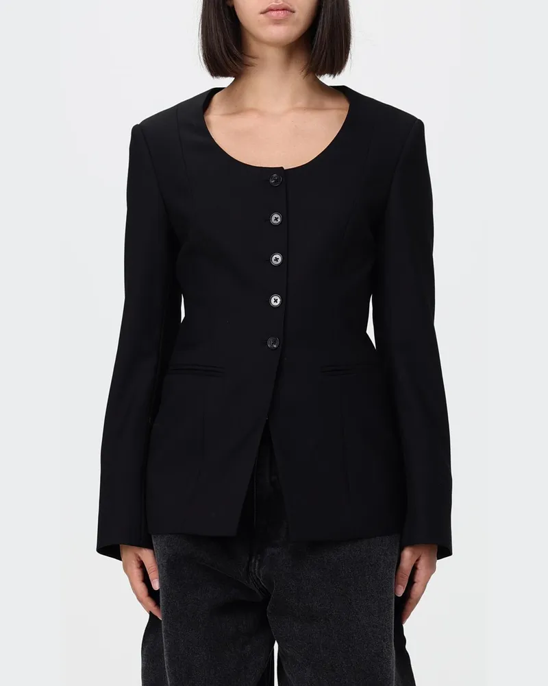 Paul Smith Kurzer Slim-Fit-Blazer aus Wolle mit Rundhalsausschnitt Schwarz