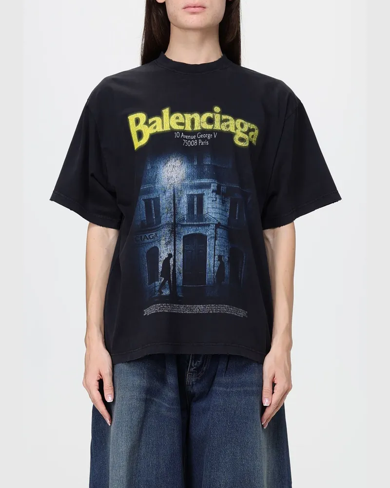 Balenciaga Relaxed-Fit-T-Shirt aus Baumwolle mit Graffiti-Logo-Print Schwarz