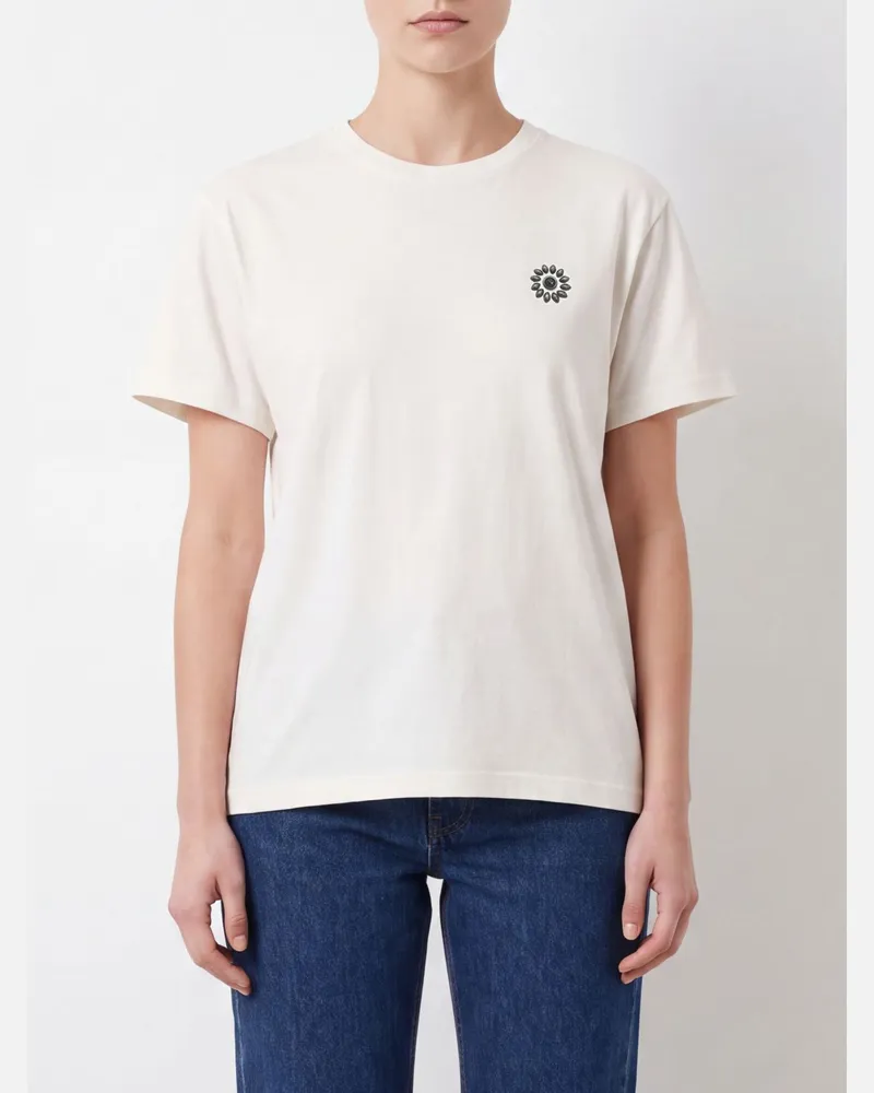 HTC Hollywood Trading Company Baumwoll-T-Shirt von mit Strass-Stickerei Weiß