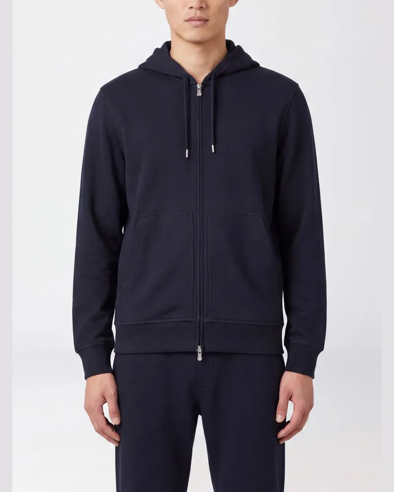 Brunello Cucinelli Kapuzenpullover von aus Kaschmir und Seide mit Reißverschluss Blau