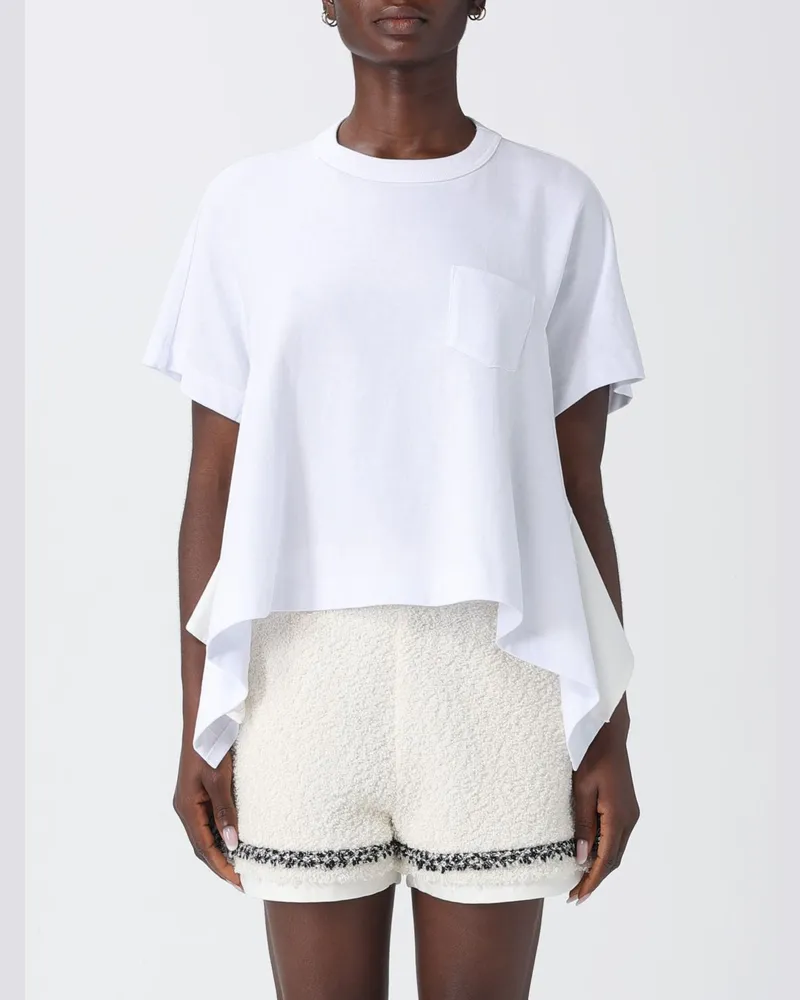 Sacai Relaxed Fit Baumwoll-T-Shirts Weiß
