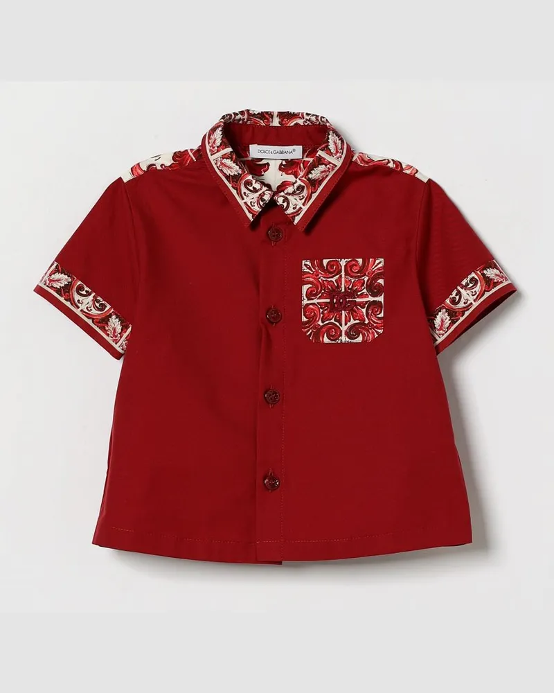 Dolce & Gabbana DOLCE  GABBANA Dolce & Gabbana Bowlinghemd für Jungen aus Baumwolle mit Majolika-Print Bunt