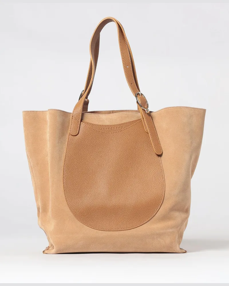 Longchamp Große Complice Tote-Bag aus Kalbswildleder Beige