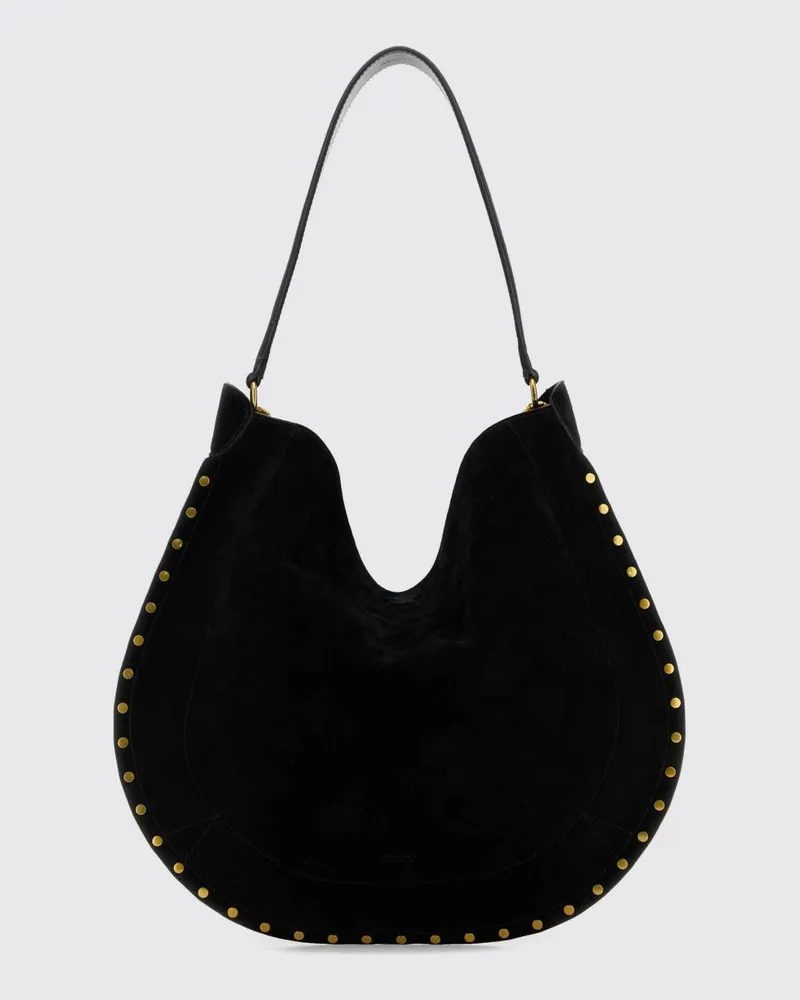 Isabel Marant Oskan Wildleder-Hobo-Tasche mit Nieten und Halbmondform Schwarz