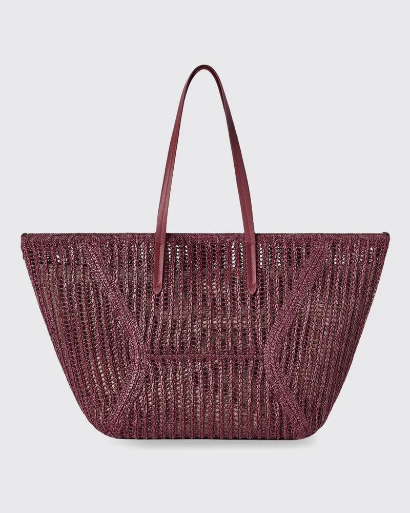 Brunello Cucinelli BC Duo Häkel-Basttasche Rot