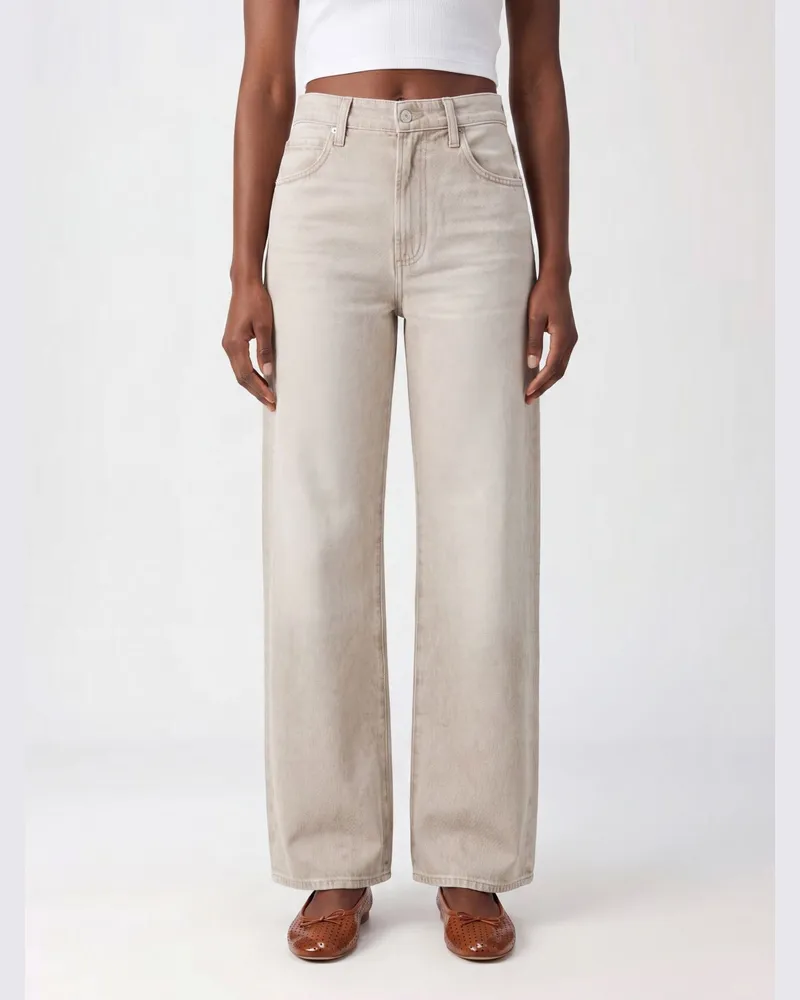 Paige High-Waist Wide-Leg Jeans Arellia aus recyceltem Baumwoll-Denim Nude