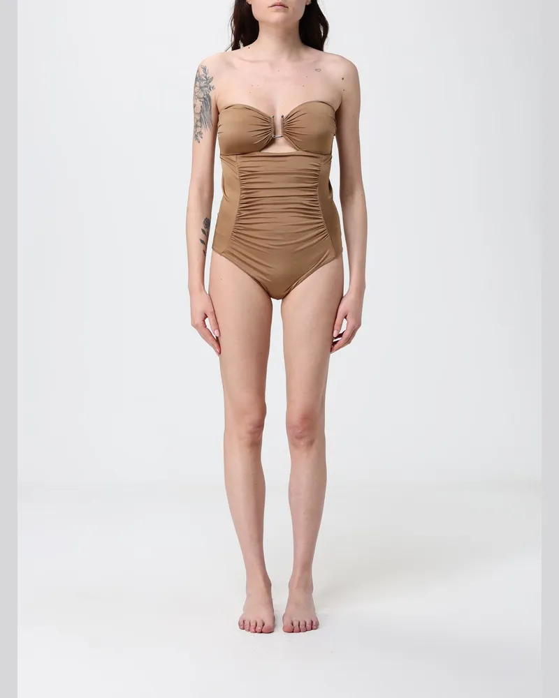 Max Mara Einteiliger Badeanzug aus Stretch-Nylon Camel
