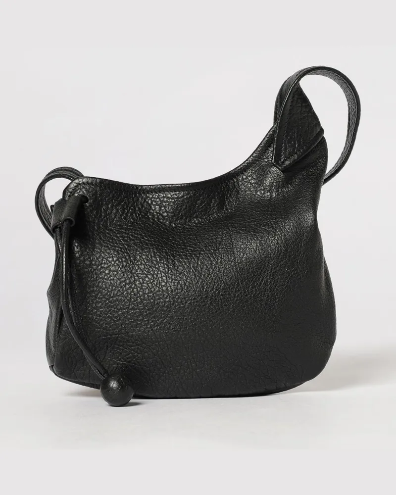 Marni Hobo-Tasche aus genarbtem Naturleder Schwarz