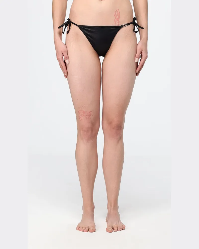 Diesel Triangel-Bikini-Oberteil aus Stretch-Tech-Gewebe mit Oval D-Logo Schwarz