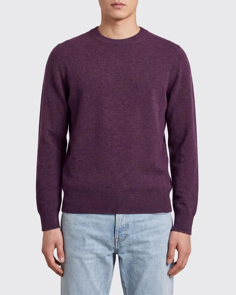 Brunello Cucinelli Kaschmir-Pullover mit Rundhalsausschnitt von mit Rippbündchen Pflaume
