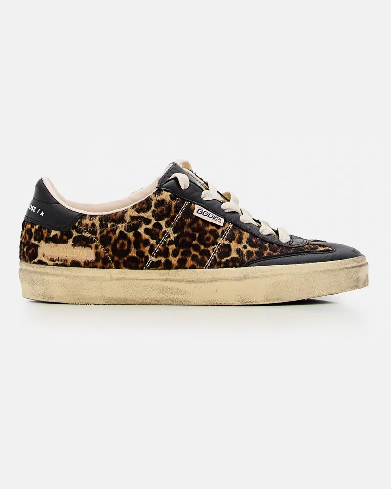 Golden Goose Soul Star Sneakers aus Animalier-Ponyfell und Used-Leder Braun