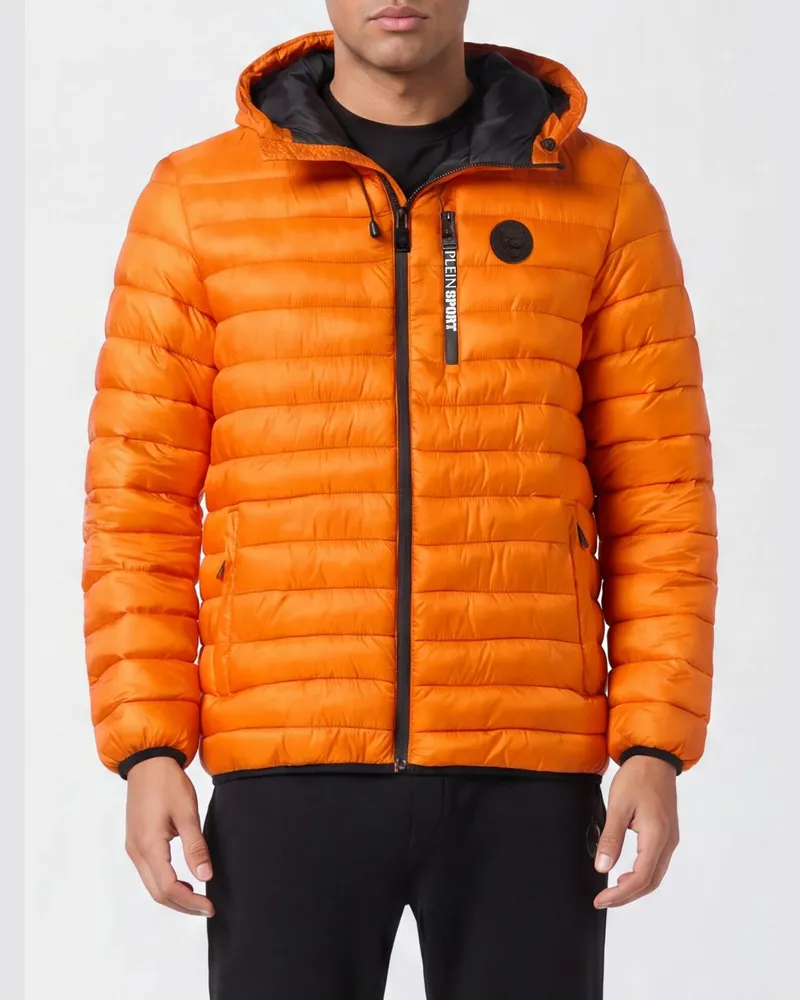 Philipp Plein Nylon-Daunenjacke mit Kapuze Orange