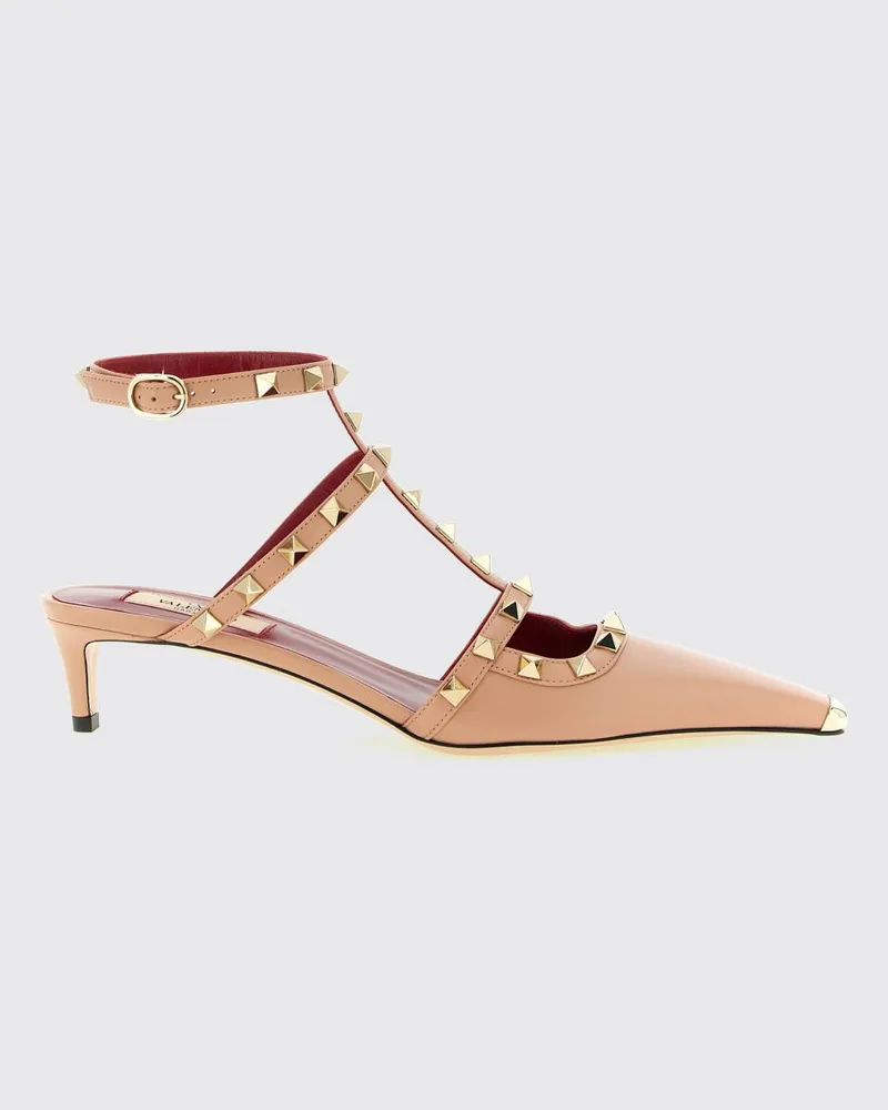 Valentino Garavani Rockstud Slingback-Pumps aus Leder mit niedrigem Stilettoabsatz Pink