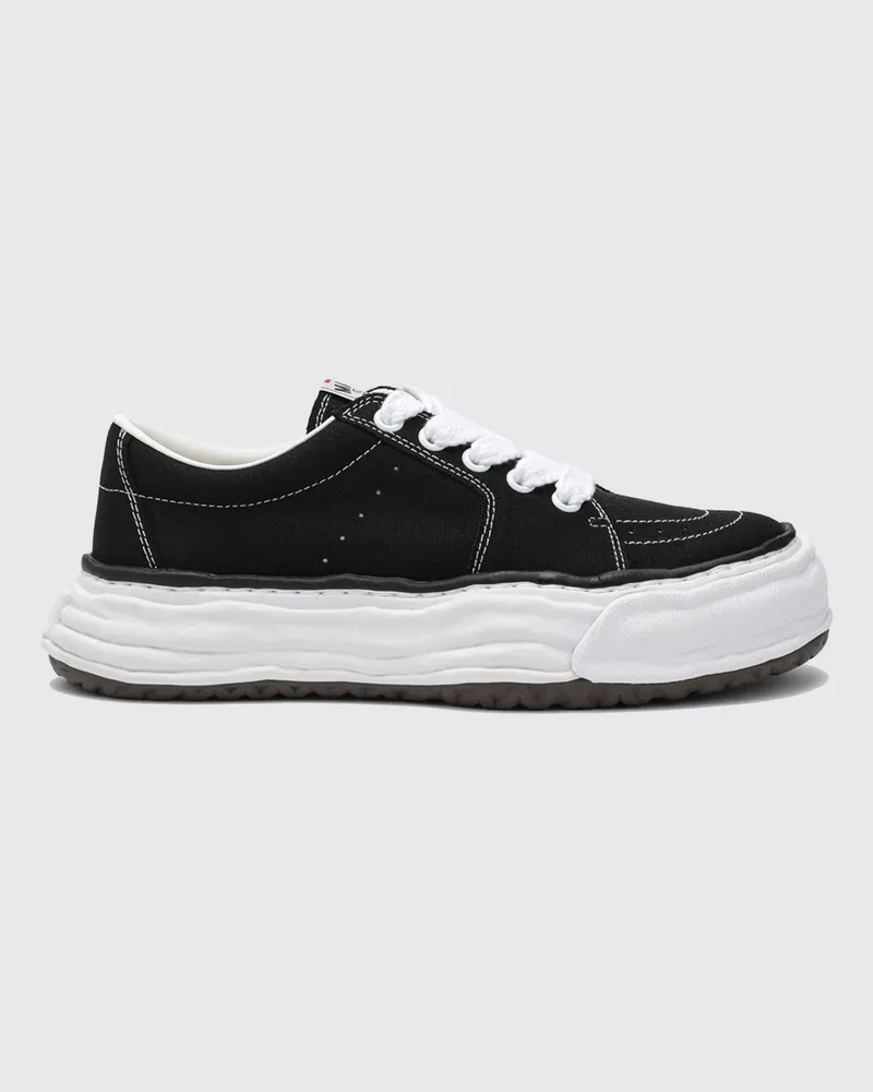MIHARAYASUHIRO Low-Top-Sneakers Eric aus Baumwoll-Canvas mit Plateausohle Schwarz