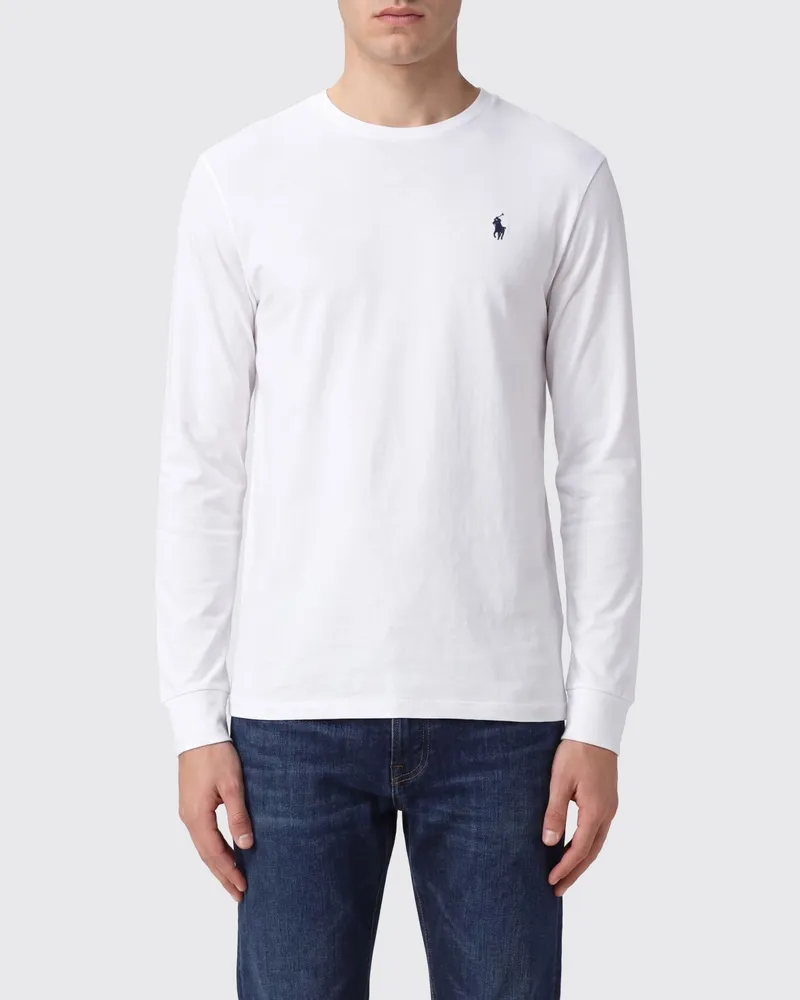 Ralph Lauren Langärmeliges T-Shirt aus Baumwolle mit Pony-Logo Weiß