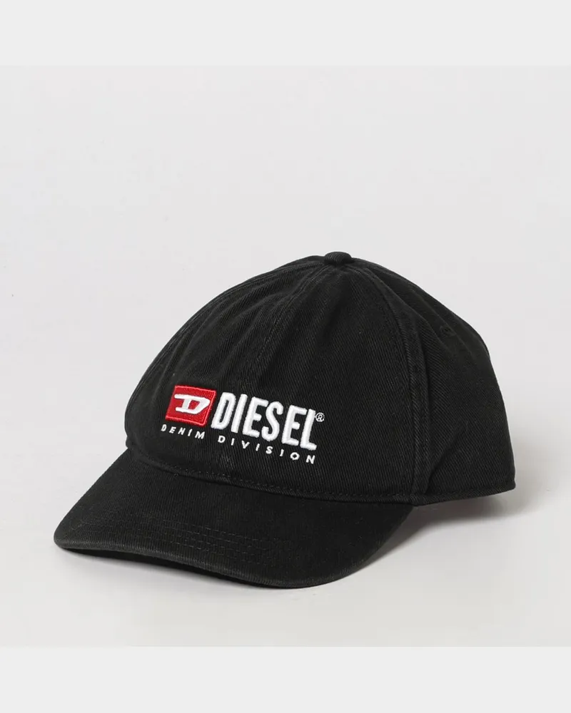 Diesel Baseballkappe aus Baumwolltwill mit gesticktem Logo und verstellbarem Riemen Schwarz
