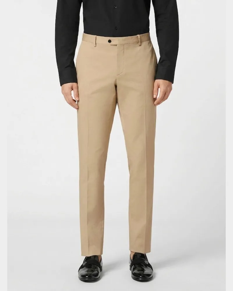 Philipp Plein Maßgeschneiderte Slim-Fit-Hose aus Stretch-Baumwolle mit Logo hinten Beige