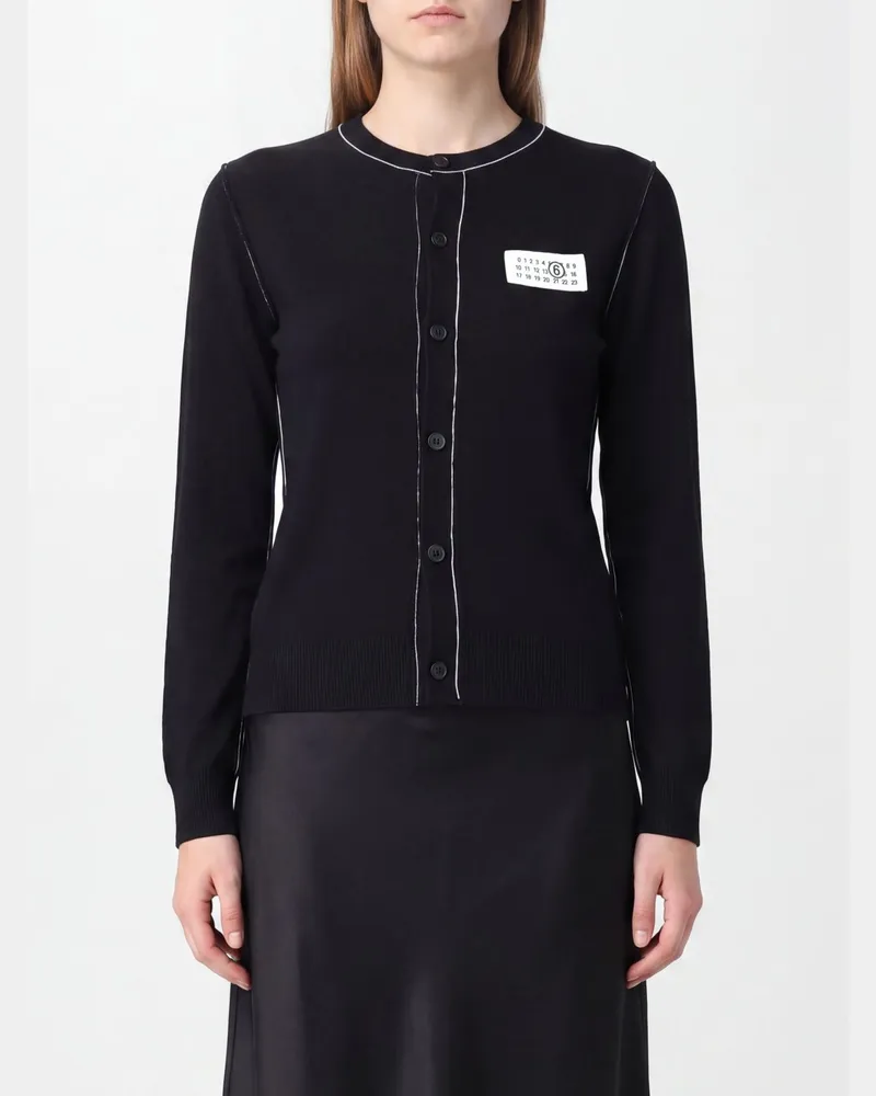 Maison Margiela Slim-Fit Cardigan aus Wolle mit Kontrastnähten Schwarz
