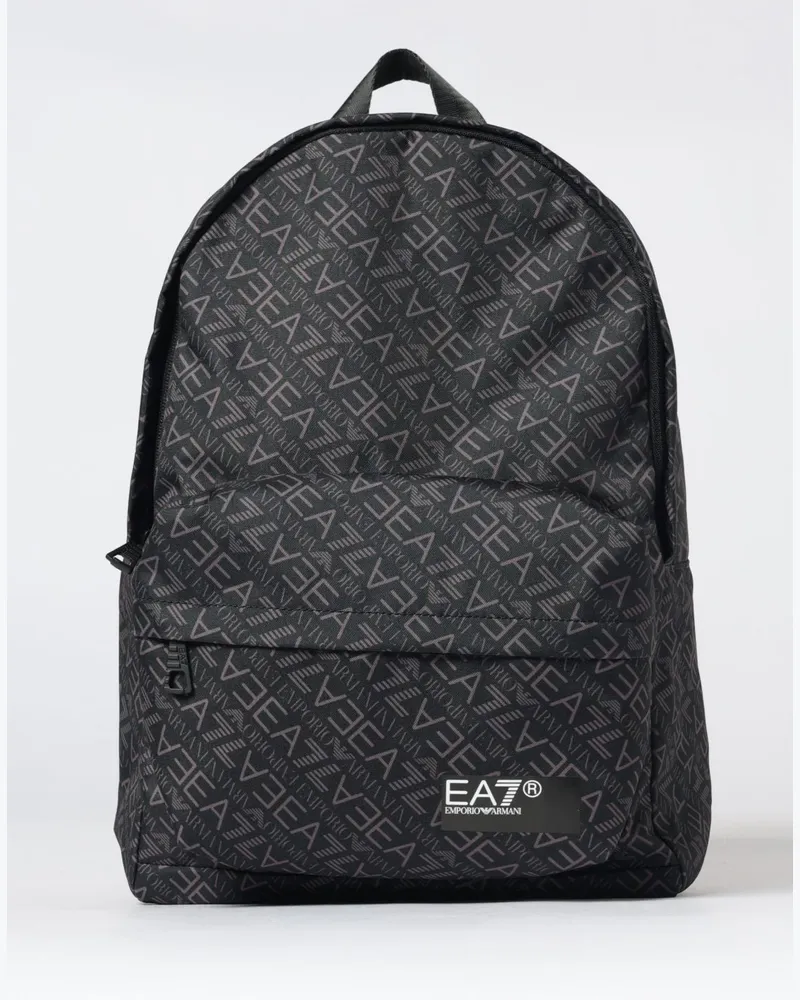 EA7 Rucksack aus Polyester mit Allover-Logoprint Schwarz