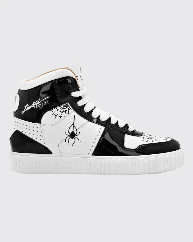 Philipp Plein Limited Edition High-Top-Sneaker aus Leder mit Grafikdruck Weiß