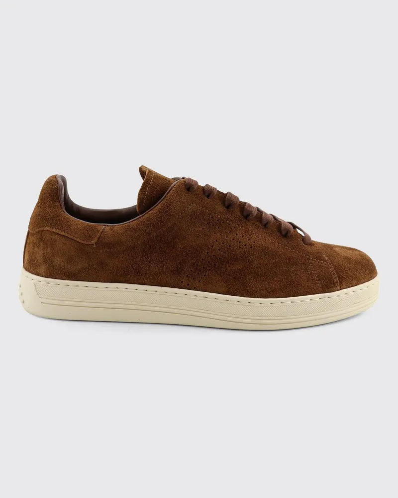 Tom Ford Low-Top-Sneaker aus Velours-Kalbsleder mit geprägtem Logo Braun