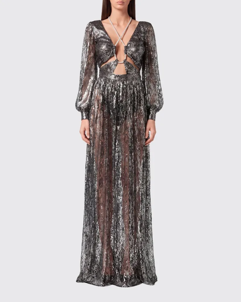 Philipp Plein Langes Spitzenkleid Schwarz