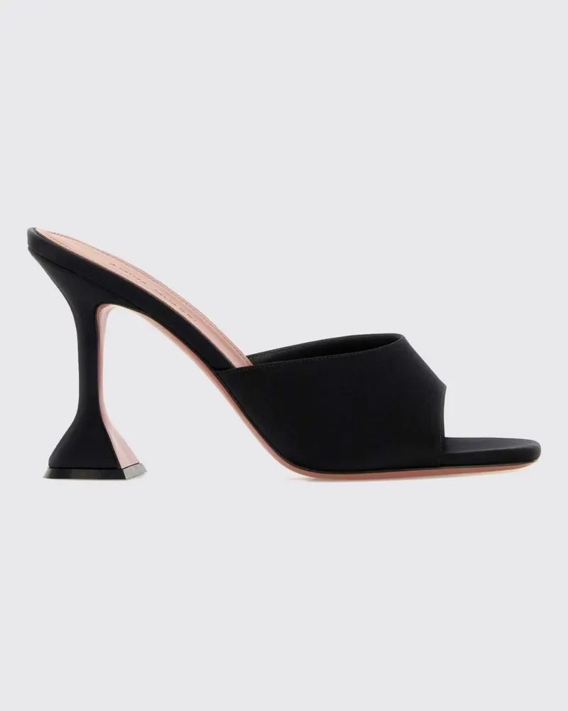 Amina Muaddi Lupita Mules aus Satin mit Spool-Absatz Schwarz
