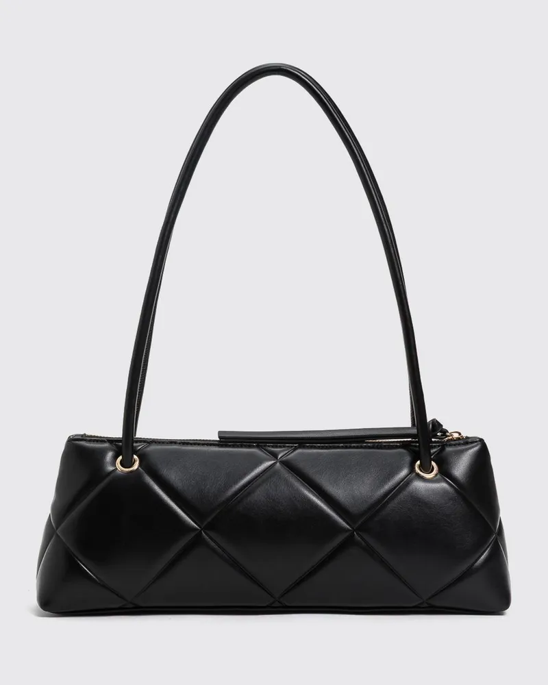 Twin-Set Gesteppte Schultertasche von aus Kunstleder mit Doppelgriff Schwarz