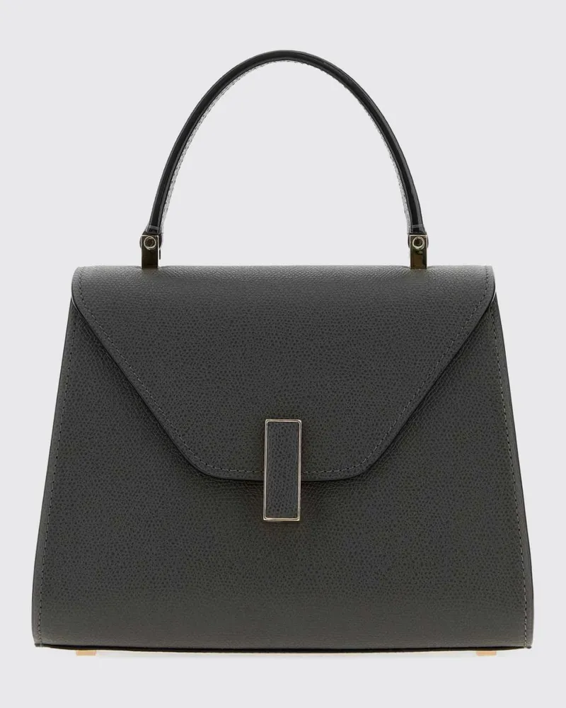 Valextra Iside Mini Handtasche von aus genarbtem Kalbsleder mit Schulterriemen Grau