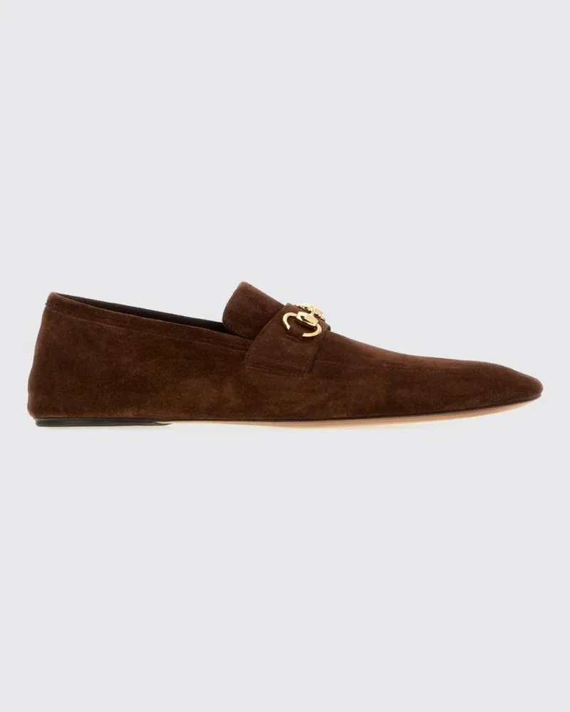 Gucci Wildleder-Loafer mit Horsebit-Detail und spitz zulaufender Spitze Braun