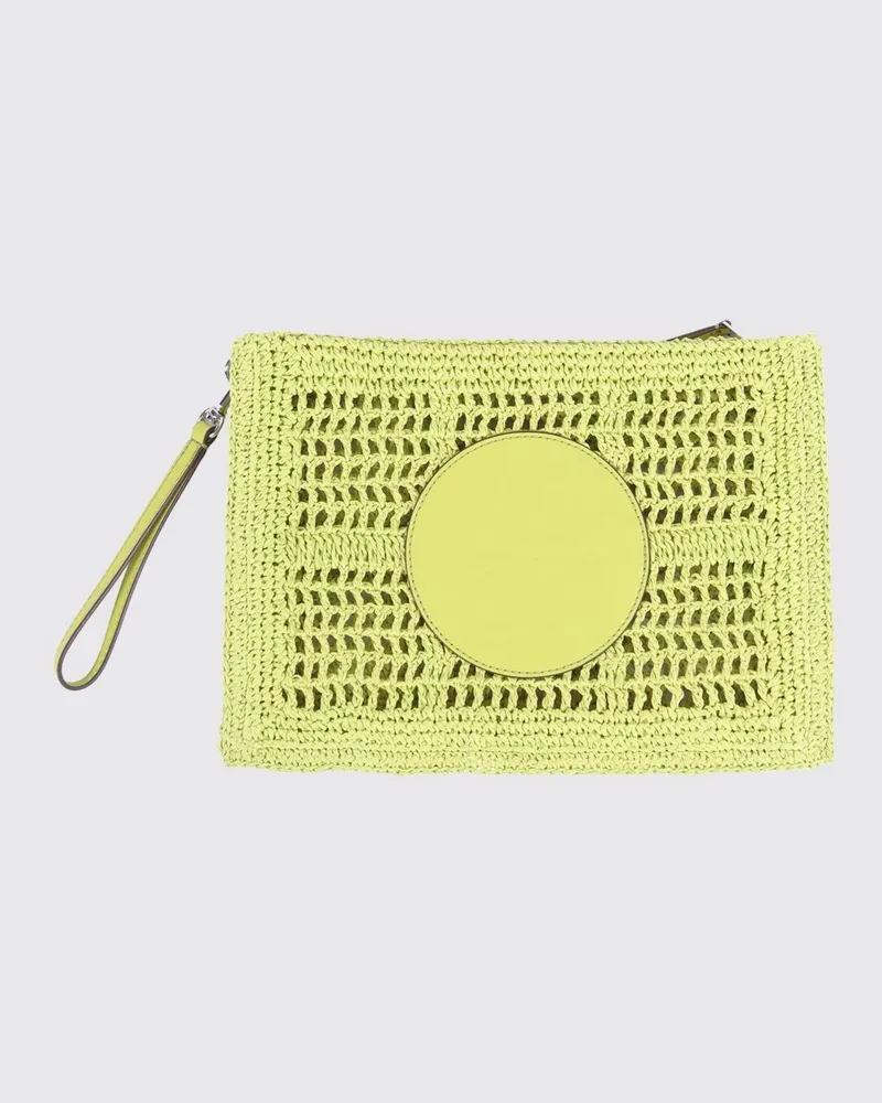 Tory Burch Ella Häkel-Bast-Clutch Grün