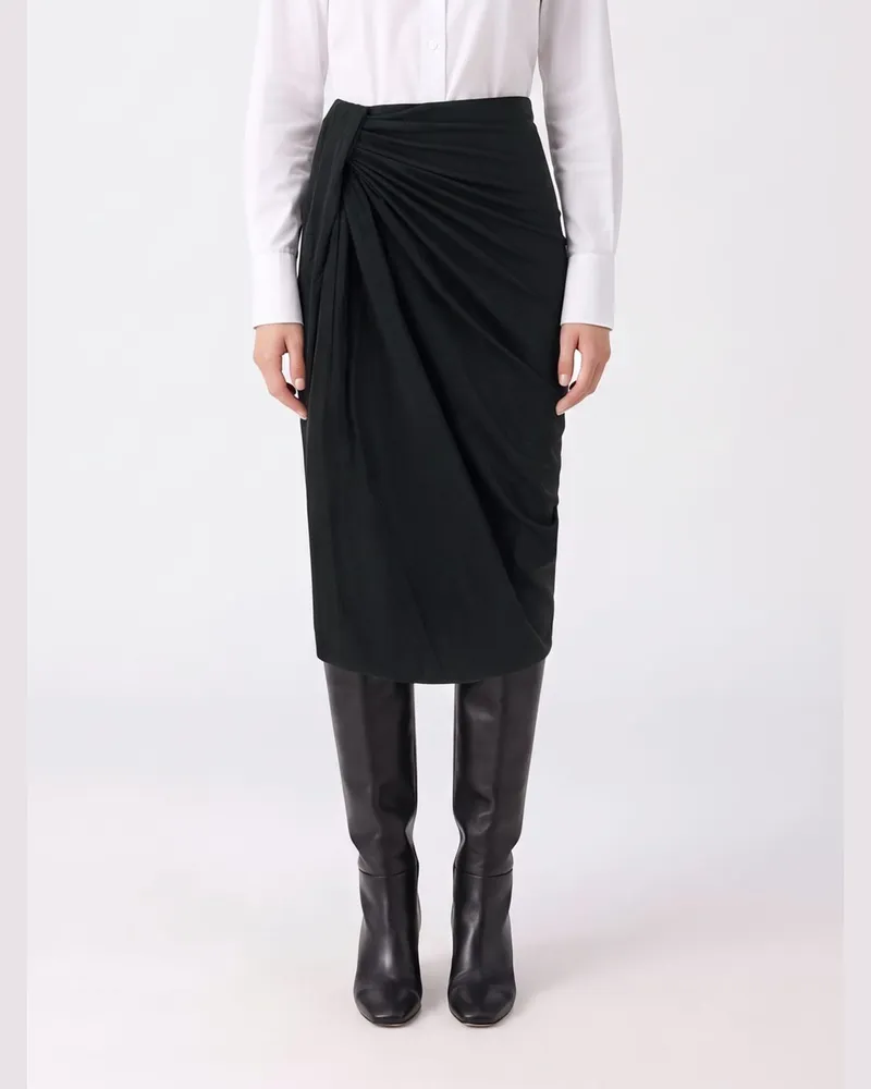 Étoile Isabel Marant Drapierter Slim-Fit-Midi-Bleistiftrock von aus Baumwollmischung Schwarz