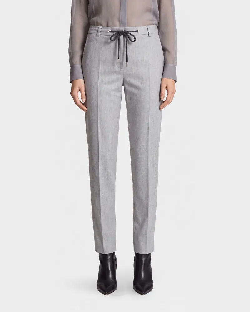 Eleventy Slim-Fit-Hose aus Wolle und Kaschmir mit Kordelzug in der Taille Grau