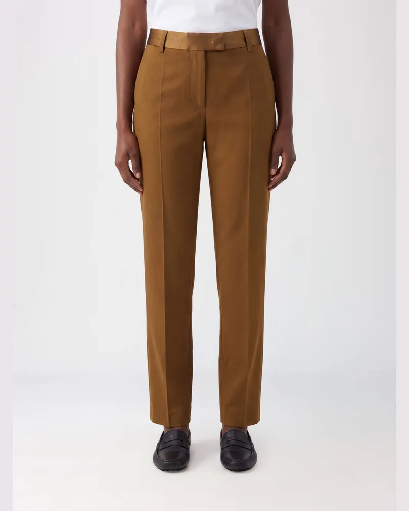 Alberto Biani Maßgeschneiderte Skinny-Hose aus Baumwolle und Seide Braun
