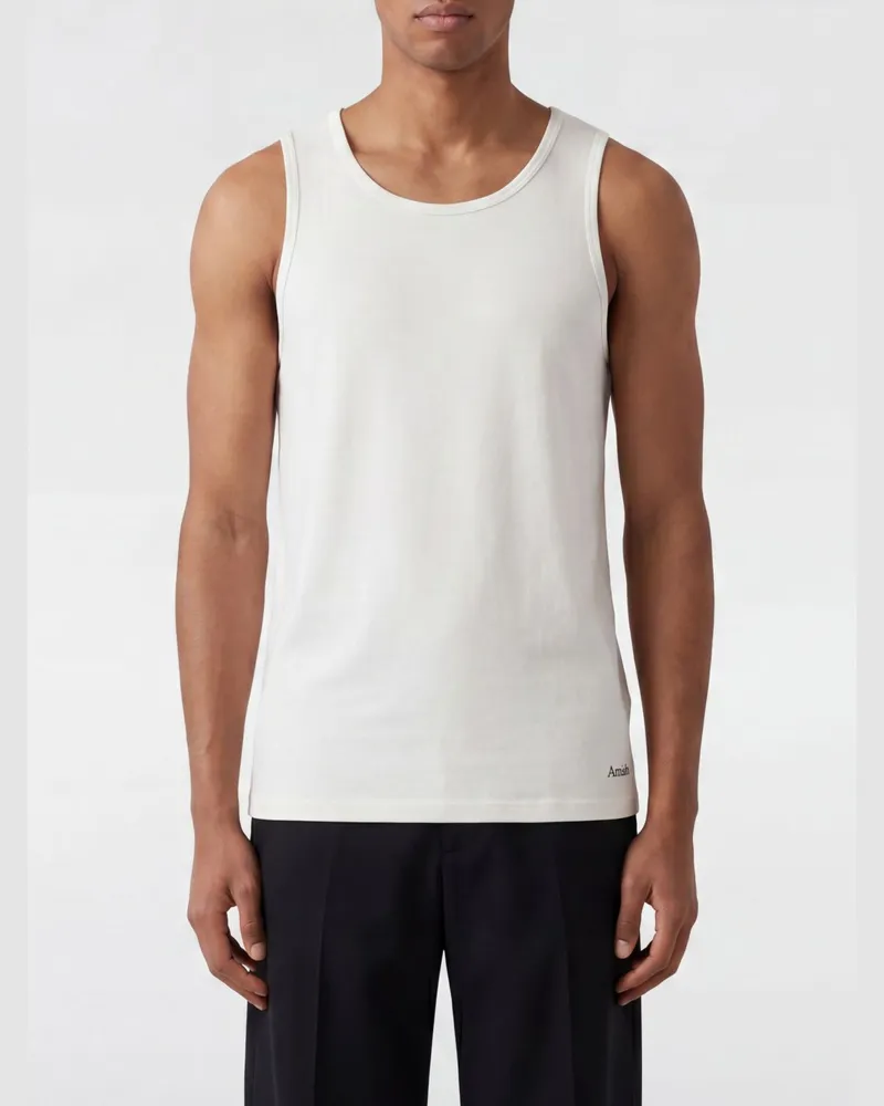 Amish Basic Slim-Fit Tanktop aus Baumwolle mit klassischem Rundhalsausschnitt Weiß
