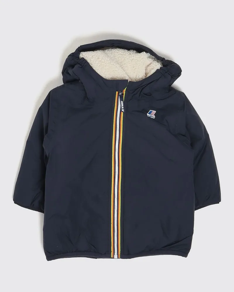 K-Way Kinderjacke Le Vrai 4.0 Claudine mit Kapuze und Shearling-Futter Blau