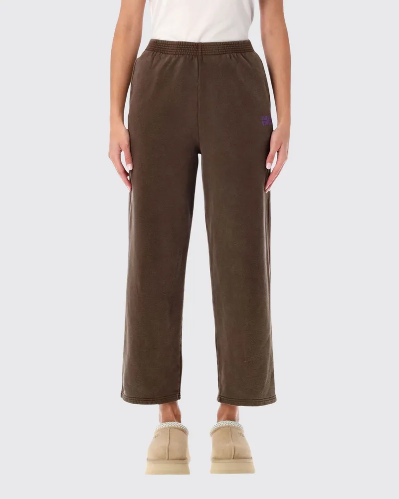 American Vintage Jogginghose aus Baumwolle mit geradem Bein und elastischem Bund Braun