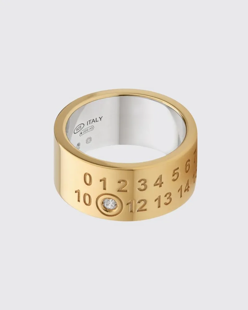 Maison Margiela Bandring aus 925er Silber mit Kristallen und numerischem Logo Braun