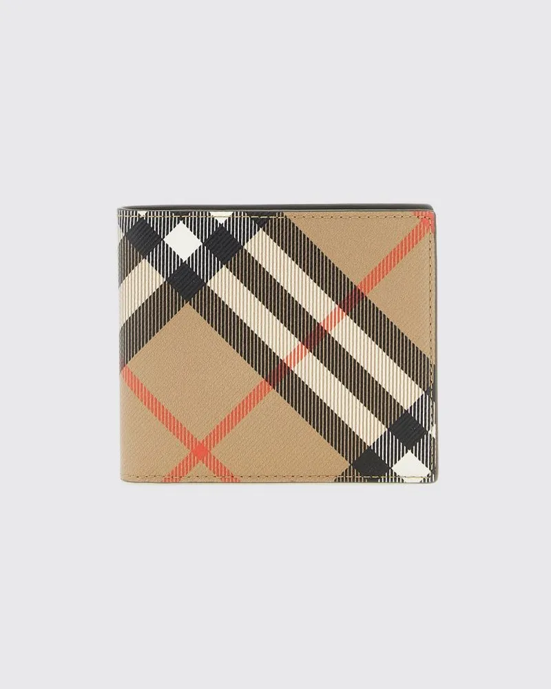 Burberry Bifold-Geldbörse aus beschichteter Baumwolle mit Vintage-Check-Muster Beige