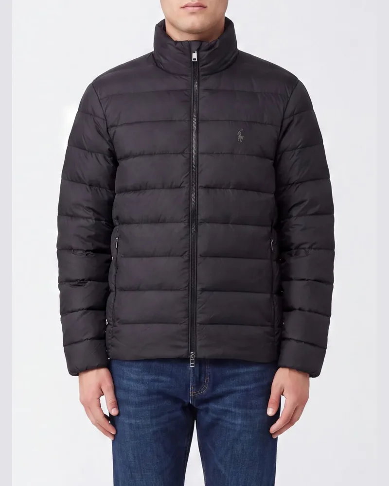 Ralph Lauren Gesteppte Nylon-Bomberjacke von mit Stehkragen und Pony-Logo Schwarz