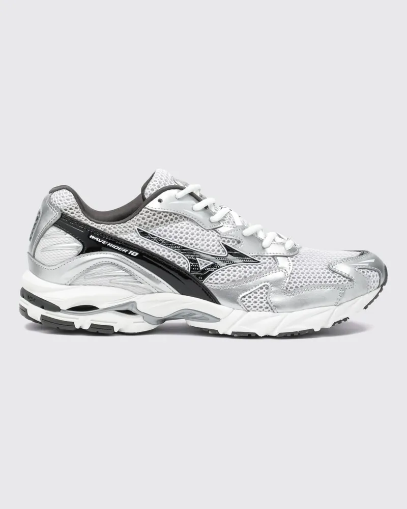 Mizuno Wave Rider Mesh-Sneaker mit laminierten Einsätzen und Logo Weiß